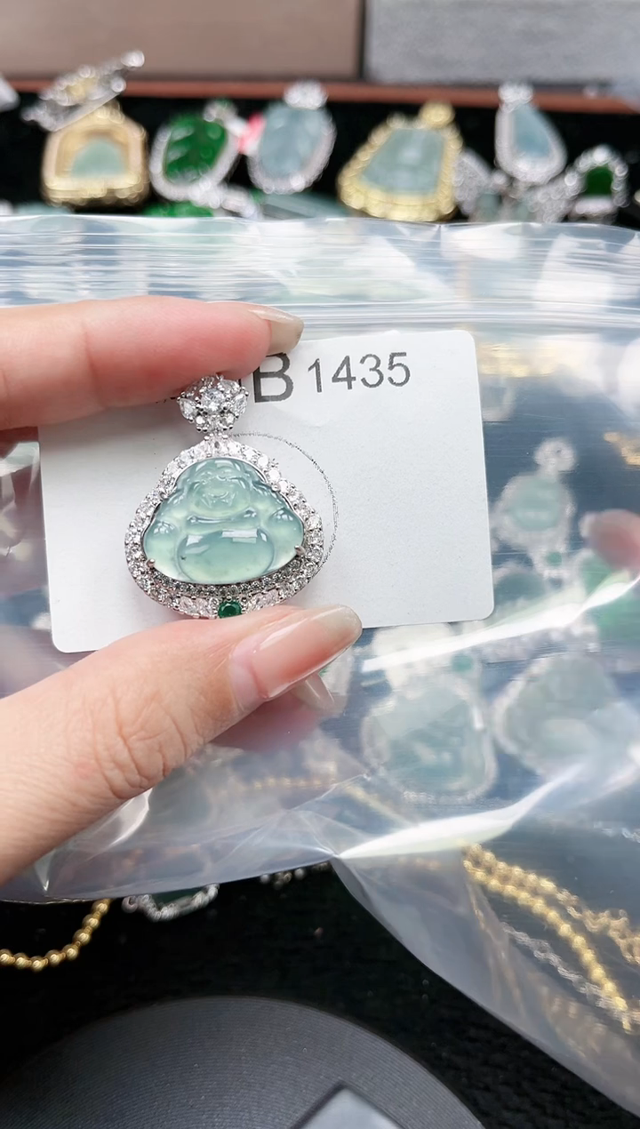 【闪购商品】翡翠颈饰未镶嵌1435赠皮绳