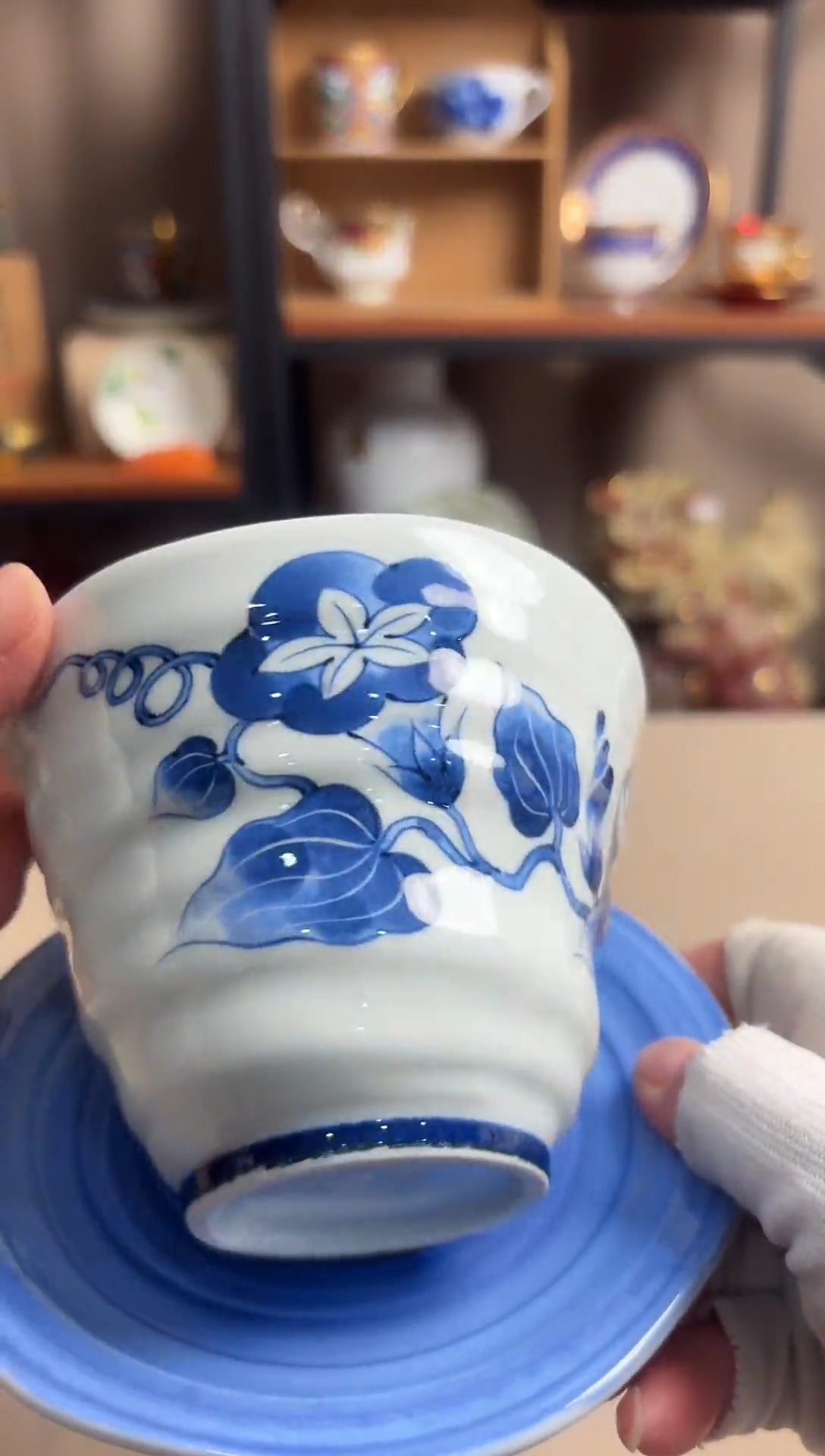 瓷片仁青峰主人杯碟一套