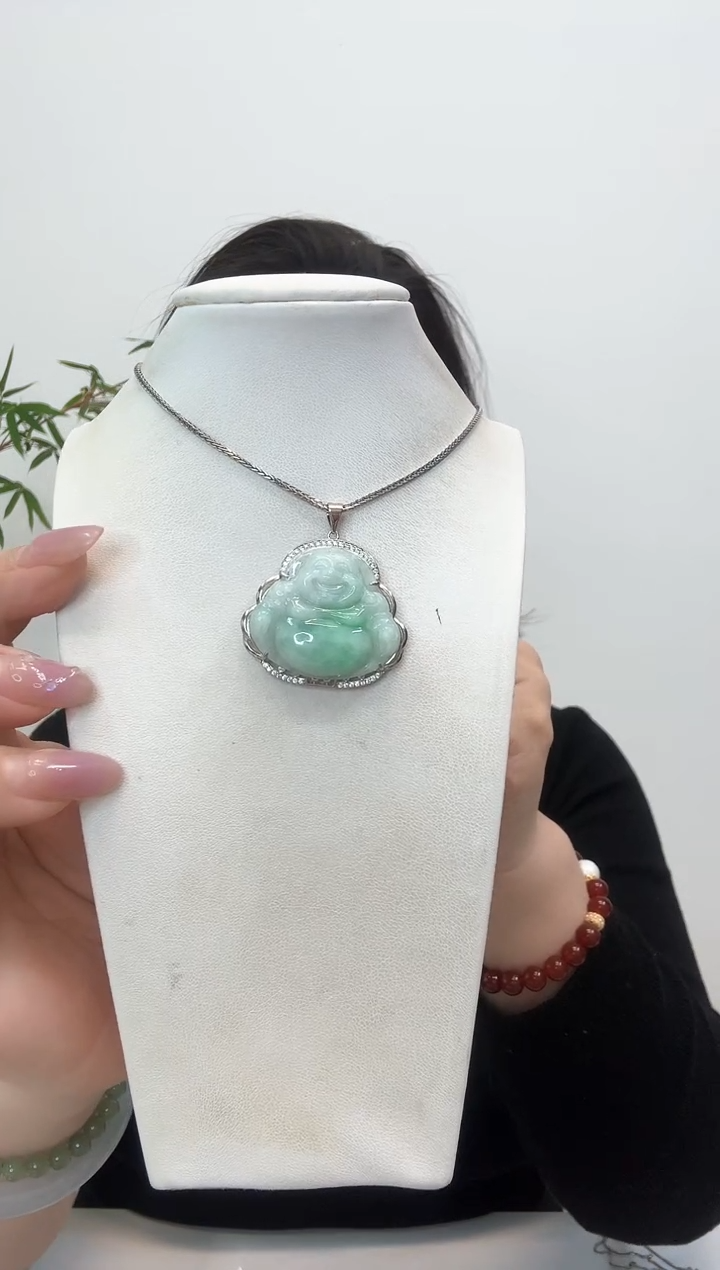 【闪购商品】翡翠吊坠(赠链)银S925镶嵌佛公