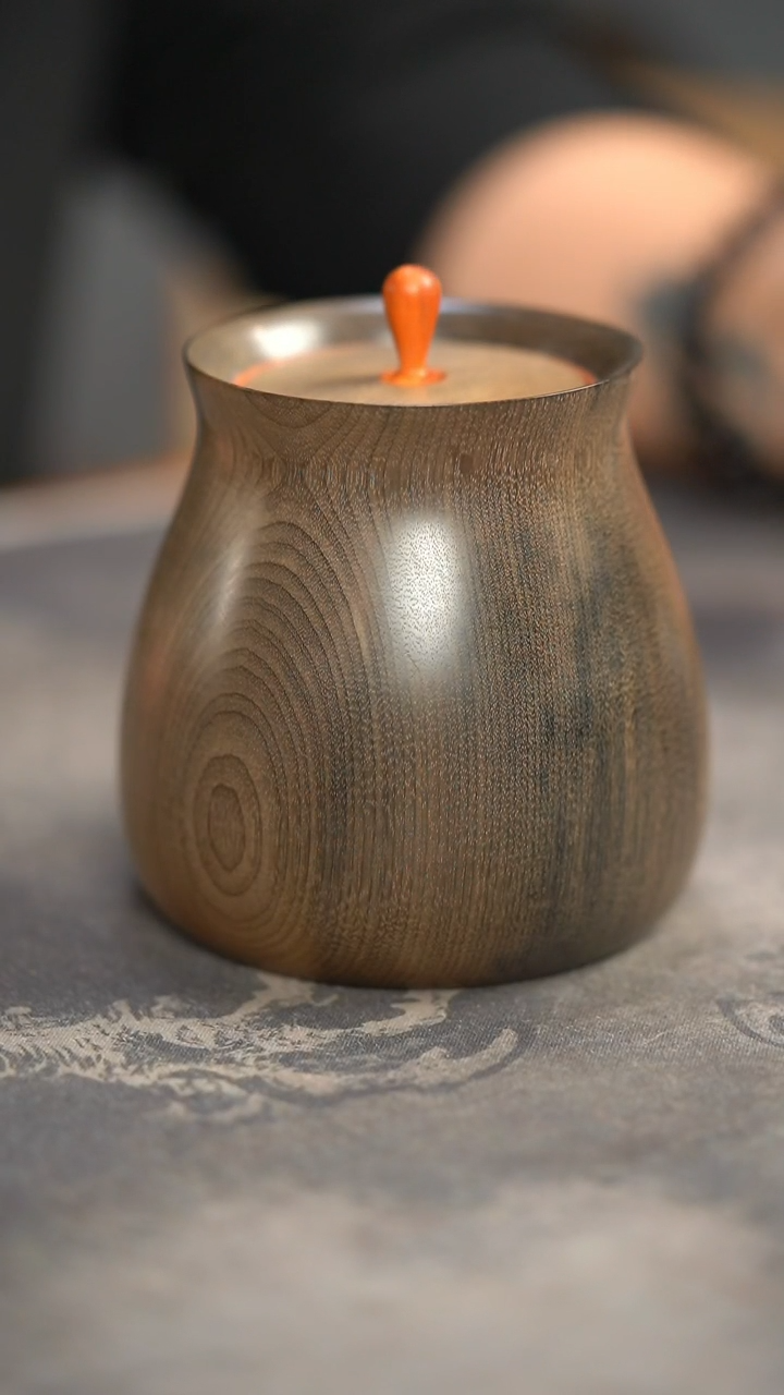 【闪购商品】金丝楠木雕353号阴沉满花纹精工茶仓茶叶罐