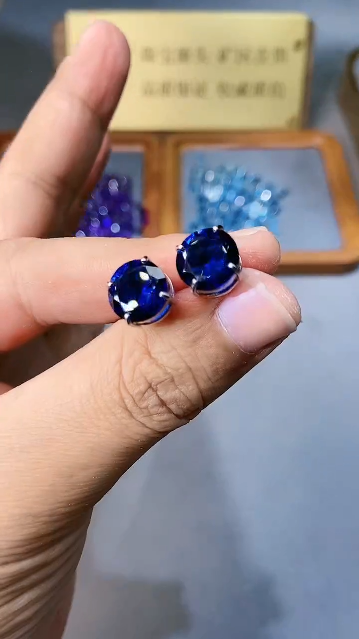 【闪购商品】蓝宝石耳饰银S925镶嵌354