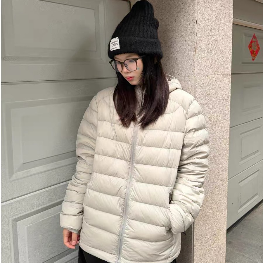 AD7白鸭绒排骨羽绒服女秋冬轻薄户外防寒连帽保暖情侣外套上衣