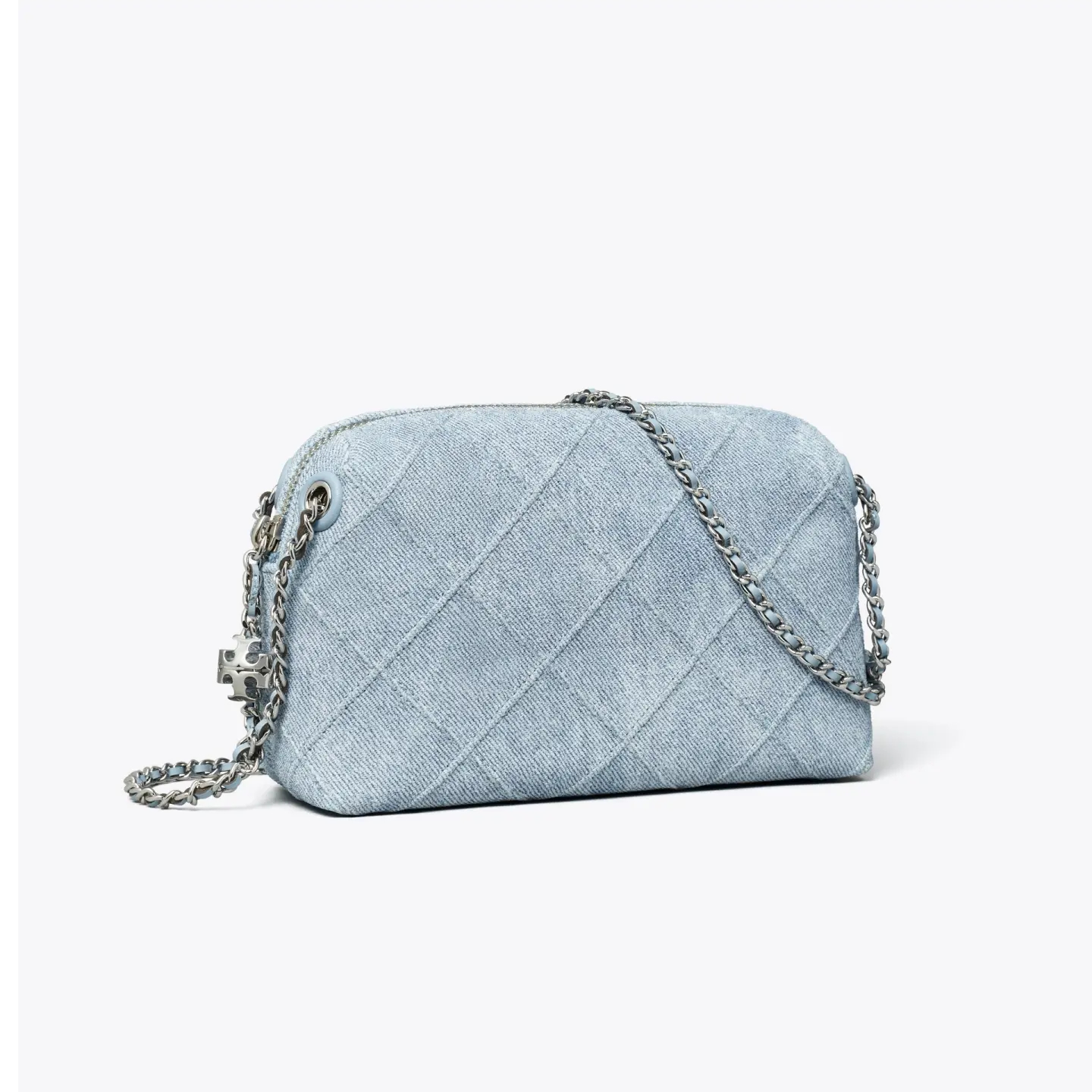 TORY BURCH/汤丽柏琦FLEMING系列新款丹宁斜挎包女包链条包牛仔蓝