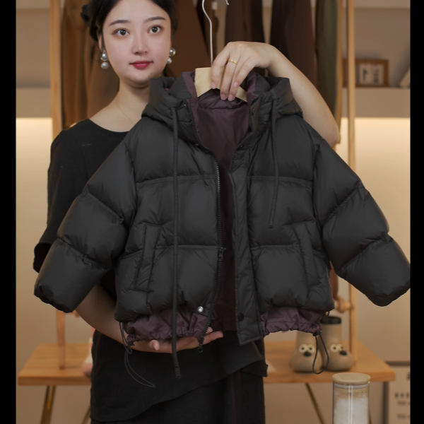 【栗子】男女童冬季时尚简约韩版保暖加厚纯色连帽羽绒服宝宝儿童
