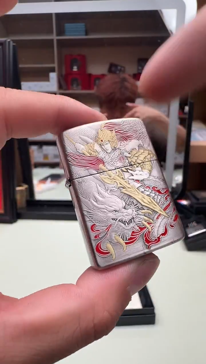 （小阳推荐，赵子龙）Zippo镀银鎏金防风男士生日礼物收藏打火机