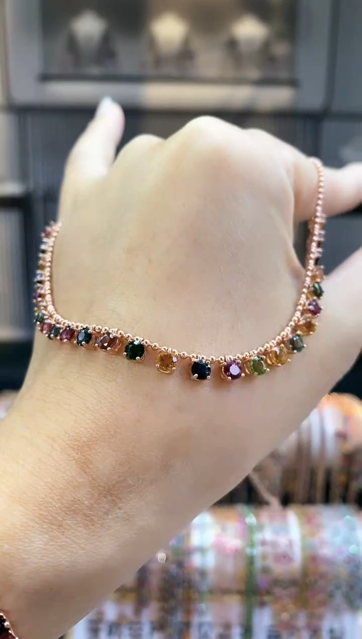 银S925镶嵌项链碧玺6666666666