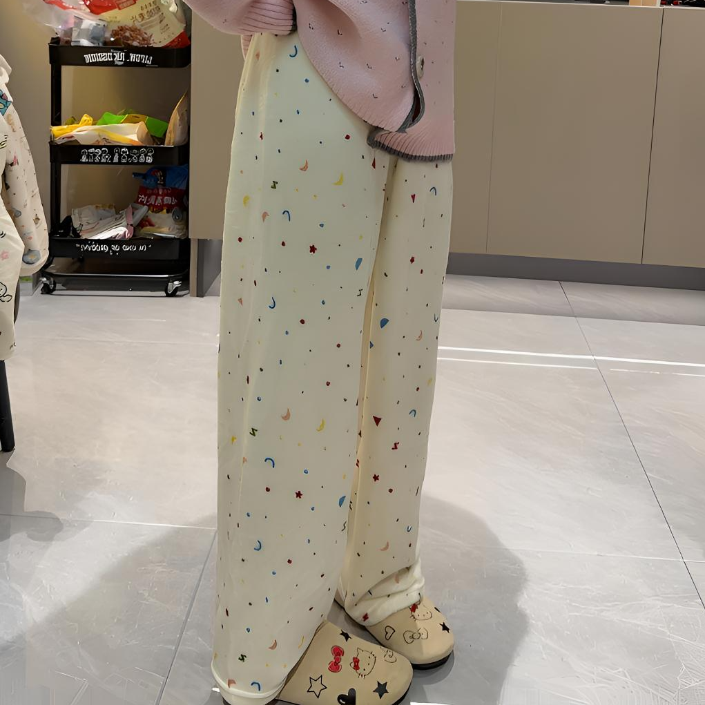 冬季睡裤女法兰绒家居裤简约舒适保暖珊瑚绒加绒加厚直筒外穿长裤