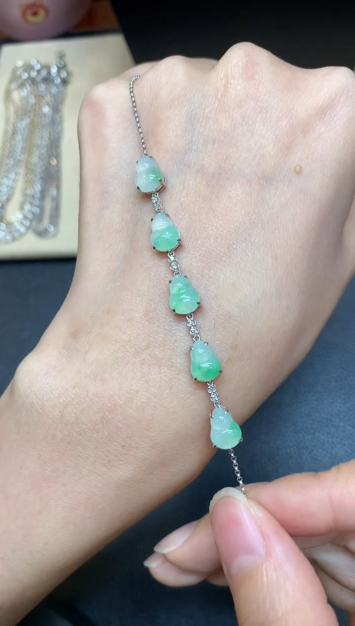 【闪购商品】翡翠手链18K金镶嵌【无鉴赏期