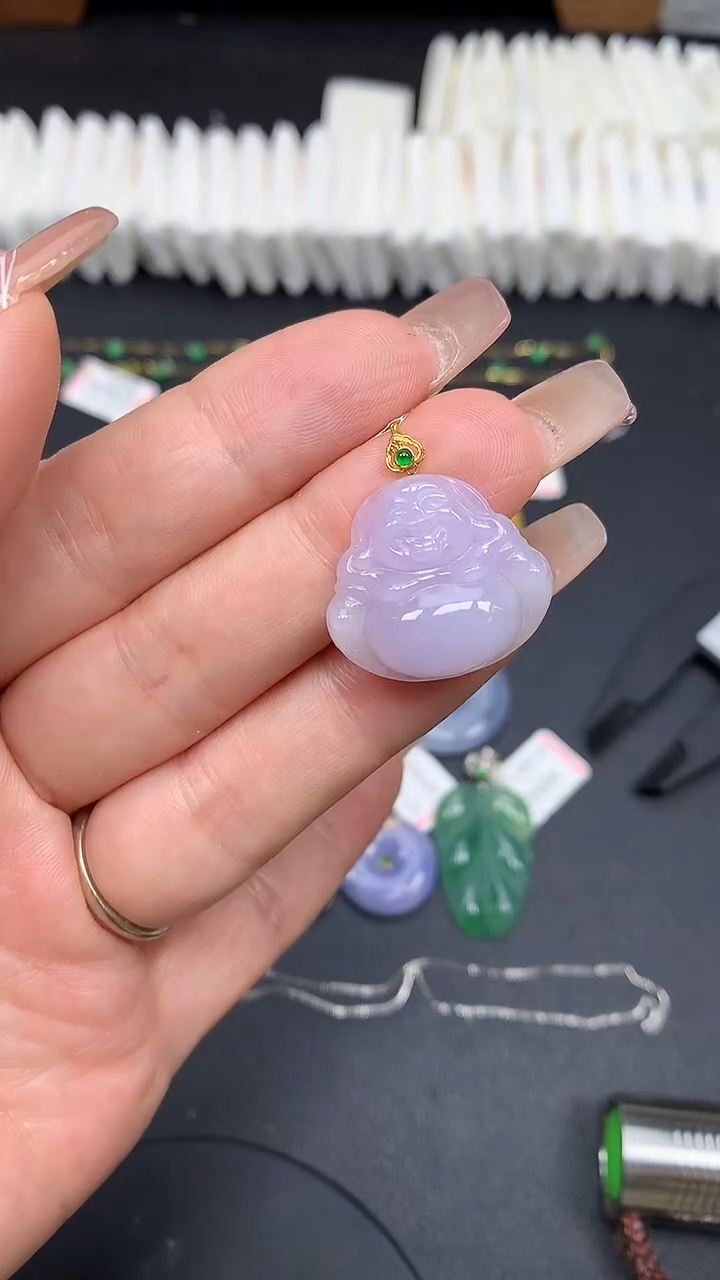 翡翠18K金镶嵌吊坠(不含链)MS194199