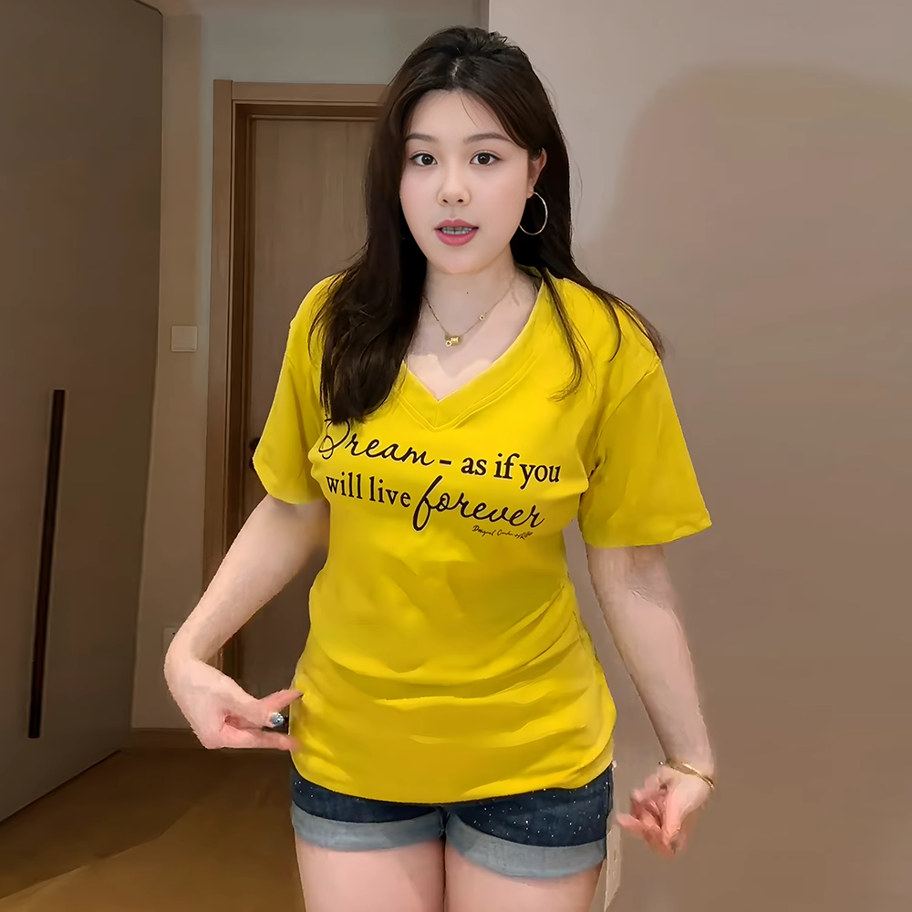 微胖大码女装辣妹字母印花正肩短袖t恤夏季胖mm正肩巨显瘦上衣