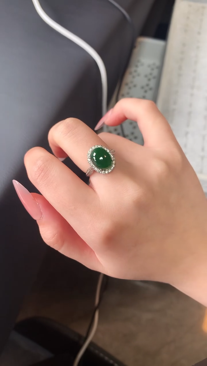 【闪购商品】翡翠戒指银S925镶嵌541245124