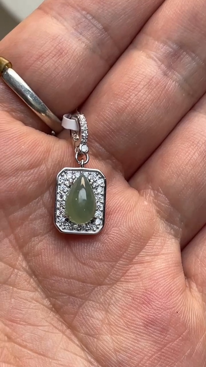 银S925镶嵌挂件翡翠吊坠