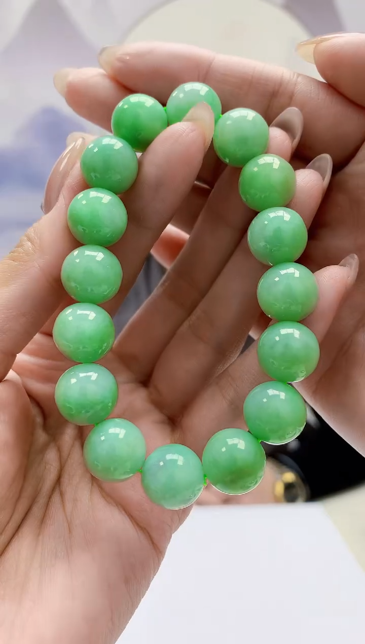 定制翡翠未镶嵌5060MM-毛货手串75