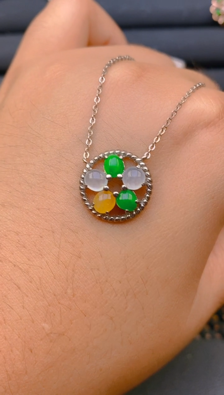 【闪购商品】翡翠戒指银S925镶嵌天然A货翡翠1