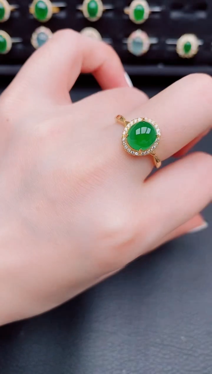 【闪购商品】翡翠戒指银S925镶嵌天然a货翡翠171