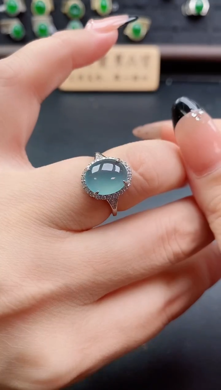 银S925镶嵌戒指翡翠1