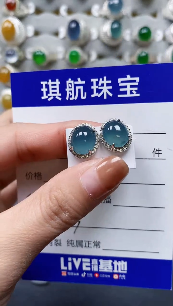 【闪购商品】翡翠耳饰银S925镶嵌0653