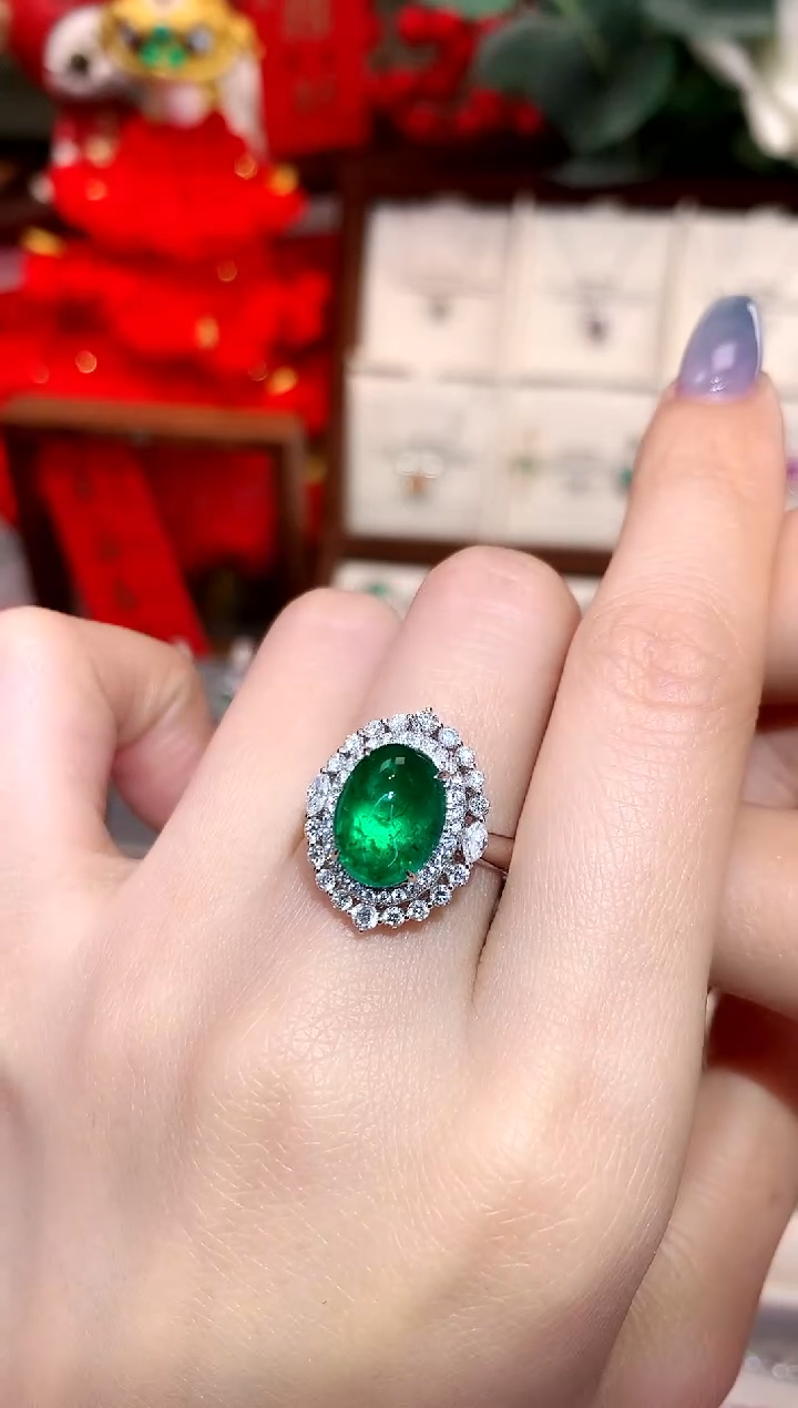 【闪购商品】祖母绿戒指18K金镶嵌3.56ct/天然宝石/七天无理由