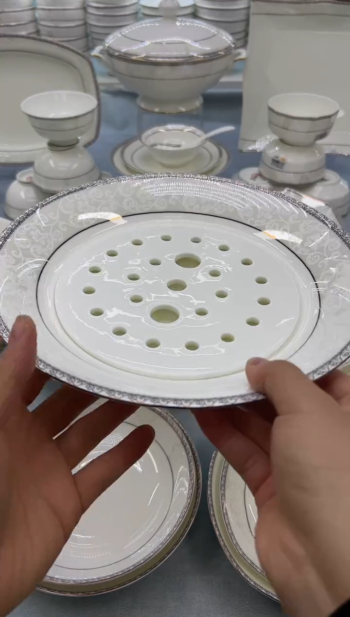 骨瓷玲珑饺子盘1个  