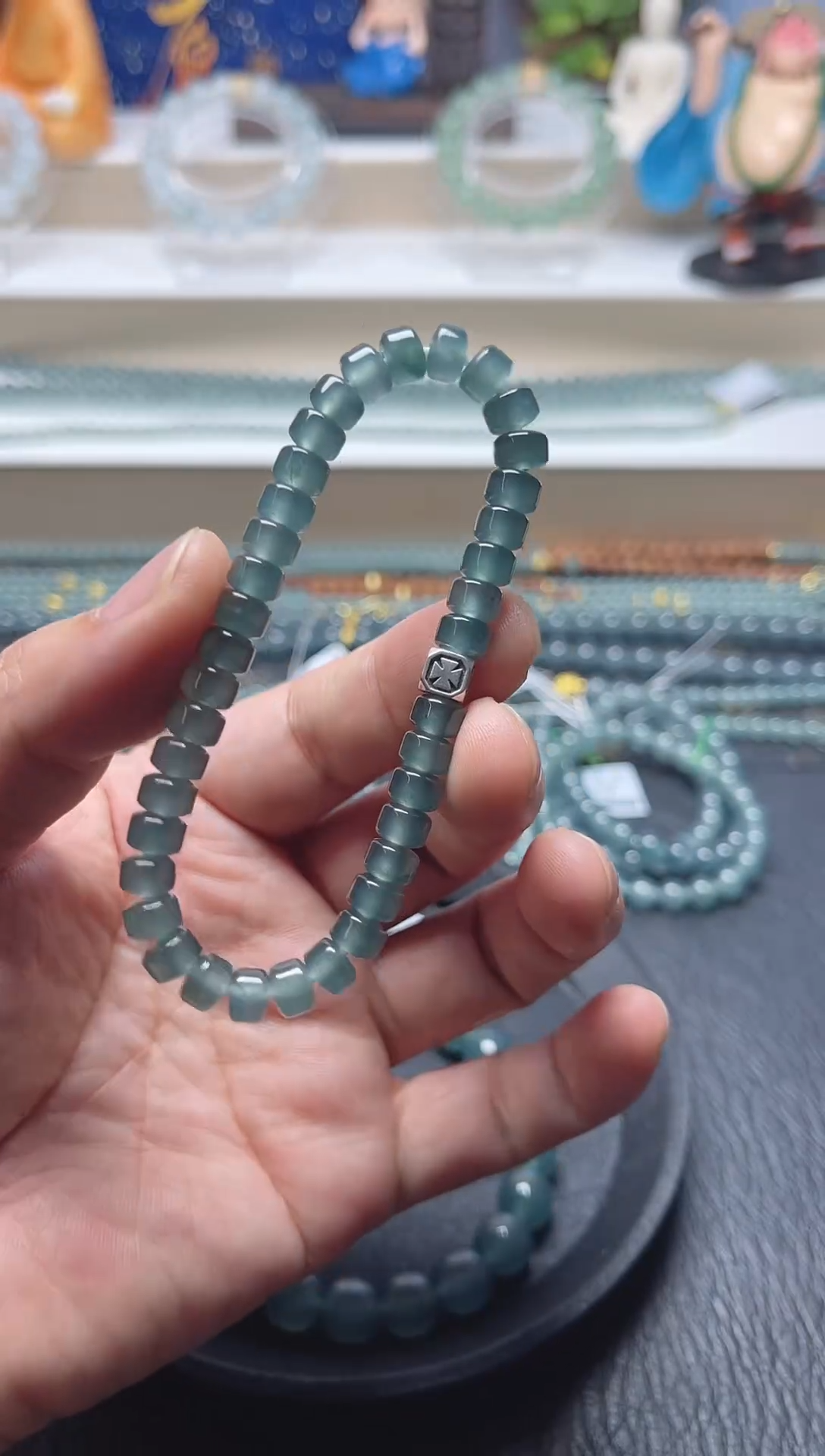 未镶嵌手串翡翠天然危地马拉翡翠药片珠手串