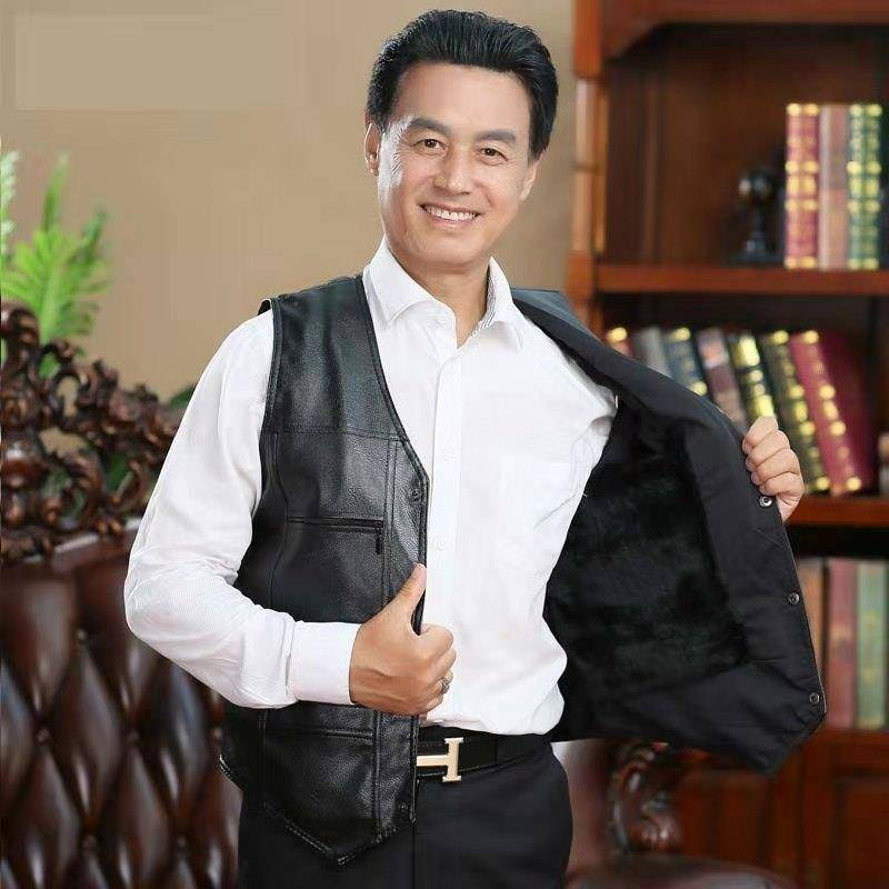 秋冬款男士加绒加厚皮马甲10.29