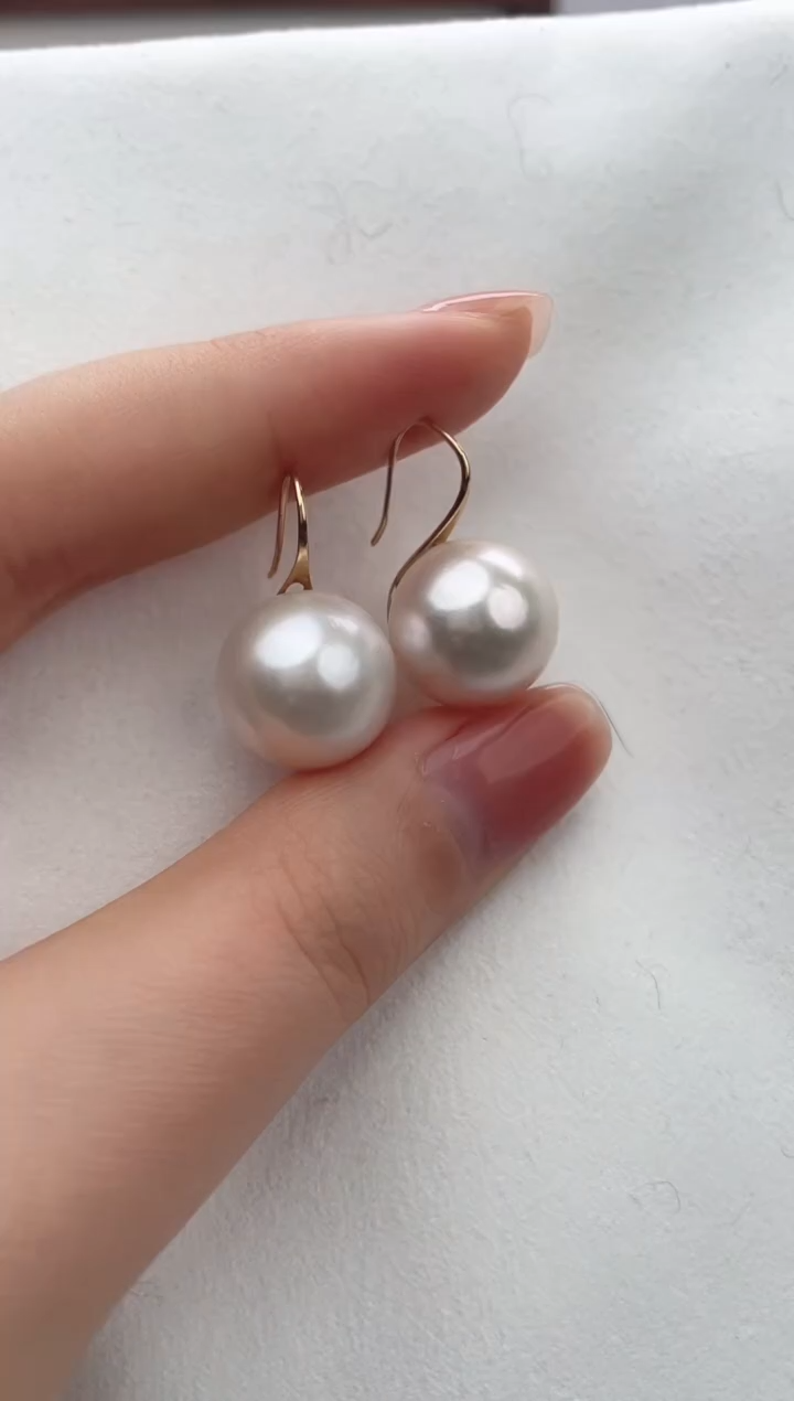 【闪购商品】淡水珍珠耳饰18K金镶嵌14-15