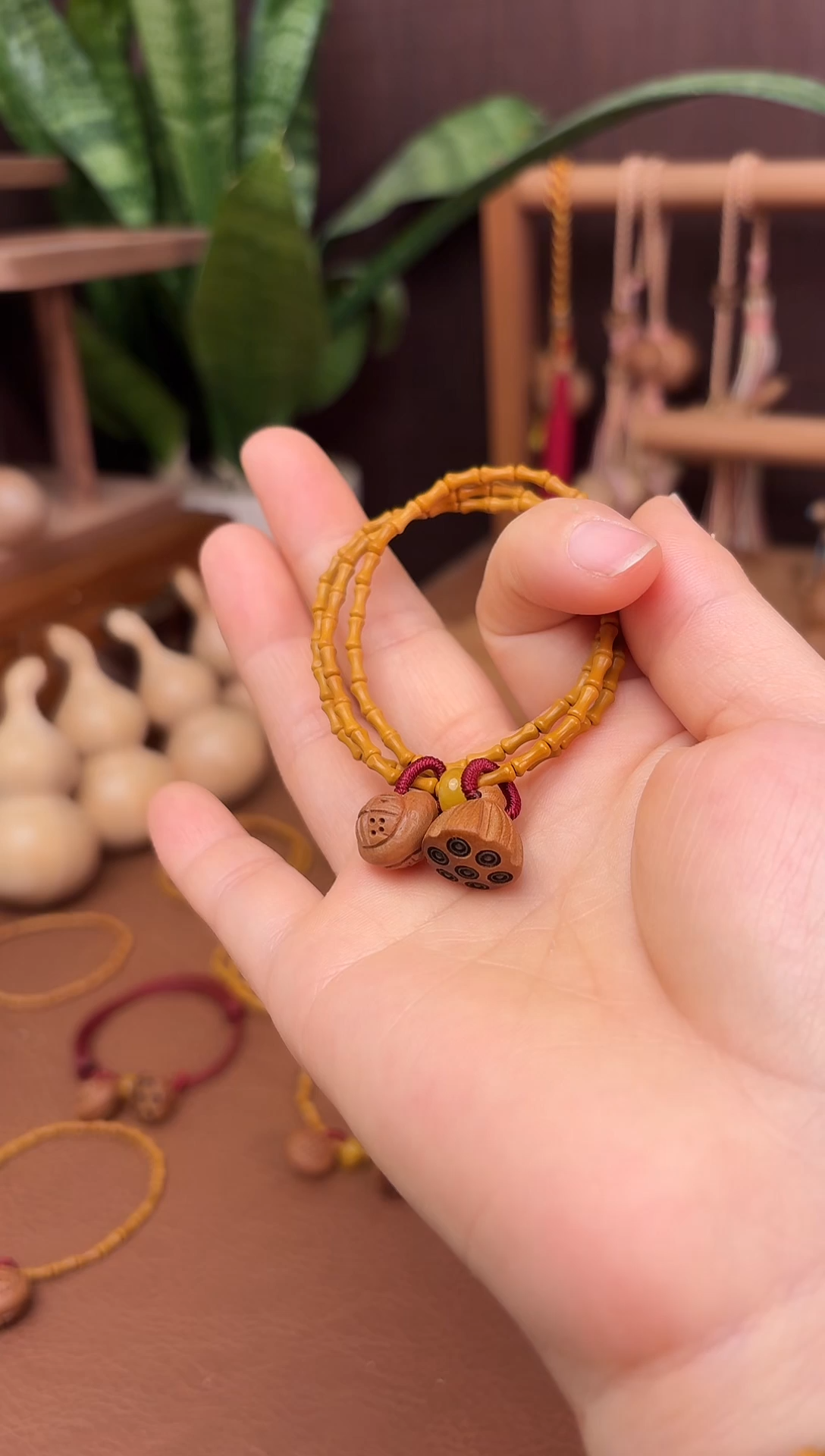 手串桃核三圈好运莲莲竹节
