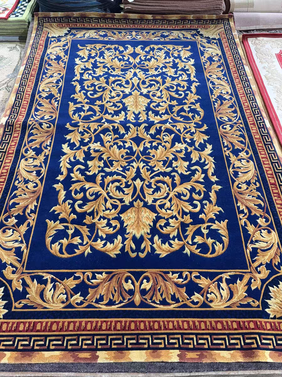 外贸手编羊毛家用现代门厅轻奢欧式老手艺新中式地毯复古大面积