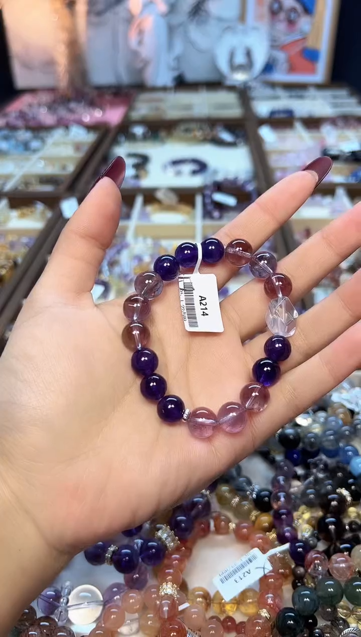【闪购商品】水晶手链未镶嵌A214 天然乌拉圭+紫水晶手串