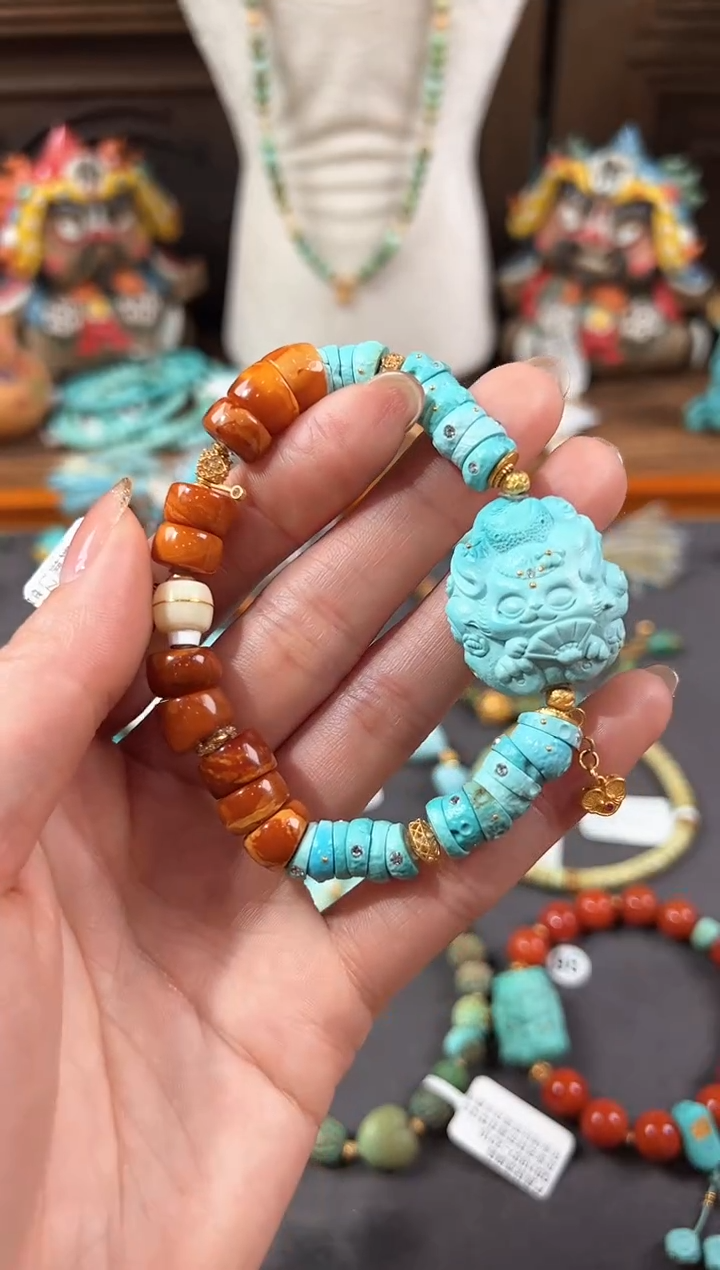 【闪购商品】绿松石手链18K金镶嵌绿松石手链