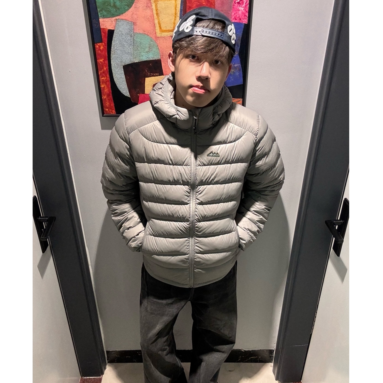 雪山刺绣排骨羽绒棉服男款冬季美式痞帅短款连帽棉服轻薄保暖外套