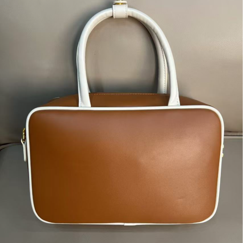 A099新款真皮时尚通勤休闲百搭经典单肩斜挎包 奶茶色