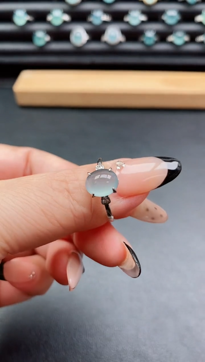 银S925镶嵌戒指翡翠1