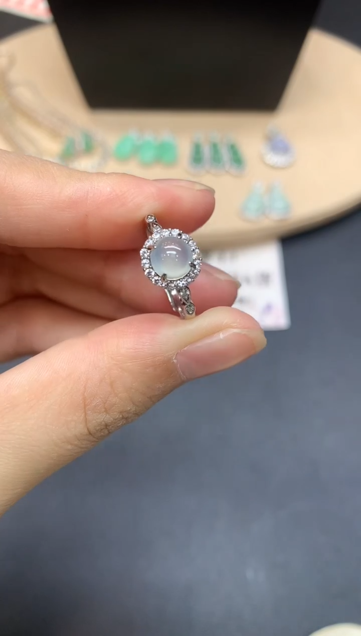 【闪购商品】翡翠戒指银S925镶嵌蛋面【多样性发其一】