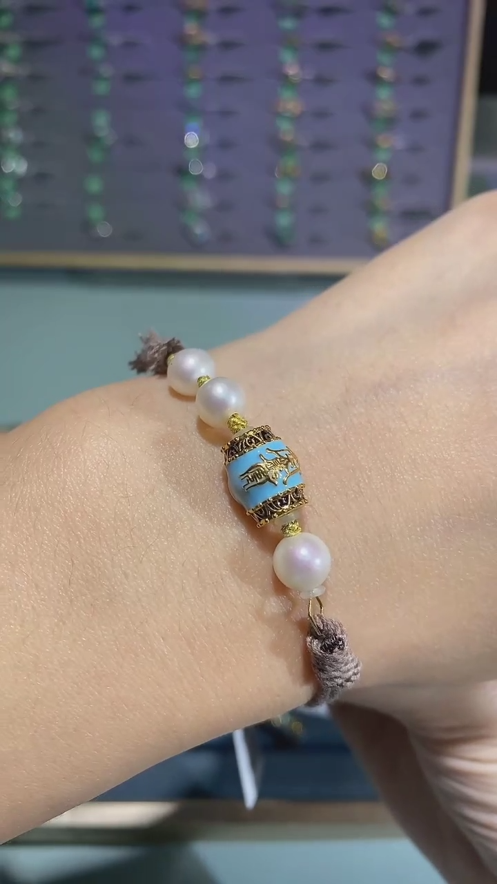 【闪购商品】玛瑙/玉髓手绳18K金镶嵌手绳