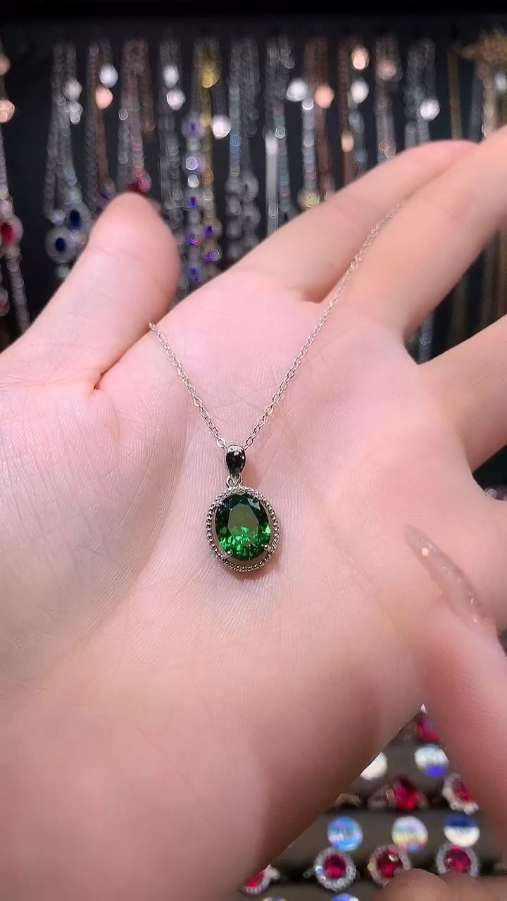 【闪购商品】透辉石吊坠银S925镶嵌银