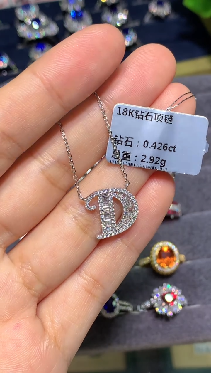 项链18K金镶嵌钻石0.42ct