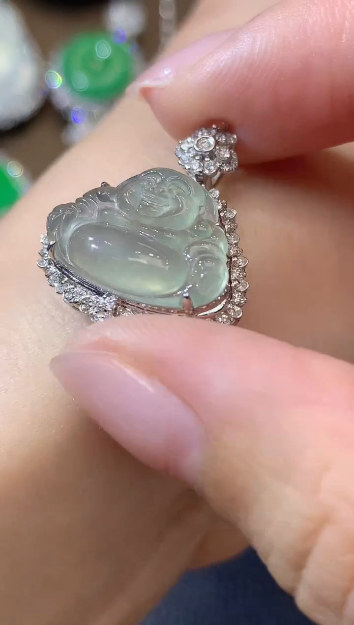 吊坠(不含链)18K金镶嵌翡翠C7