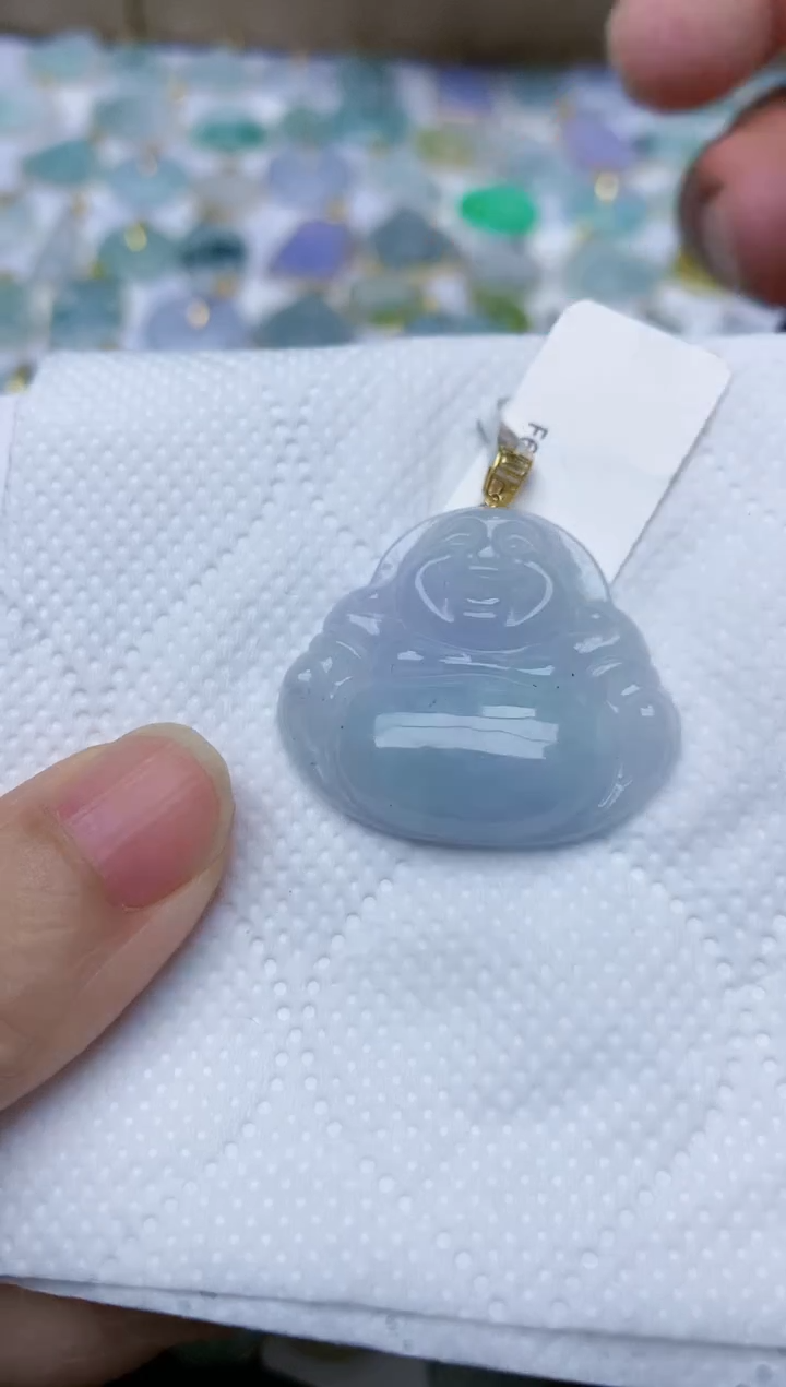 翡翠18K金镶嵌颈饰天然翡翠A货