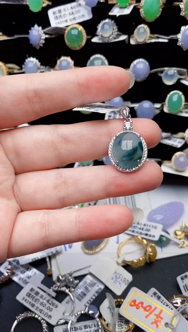 颈饰银S925镶嵌翡翠0570
