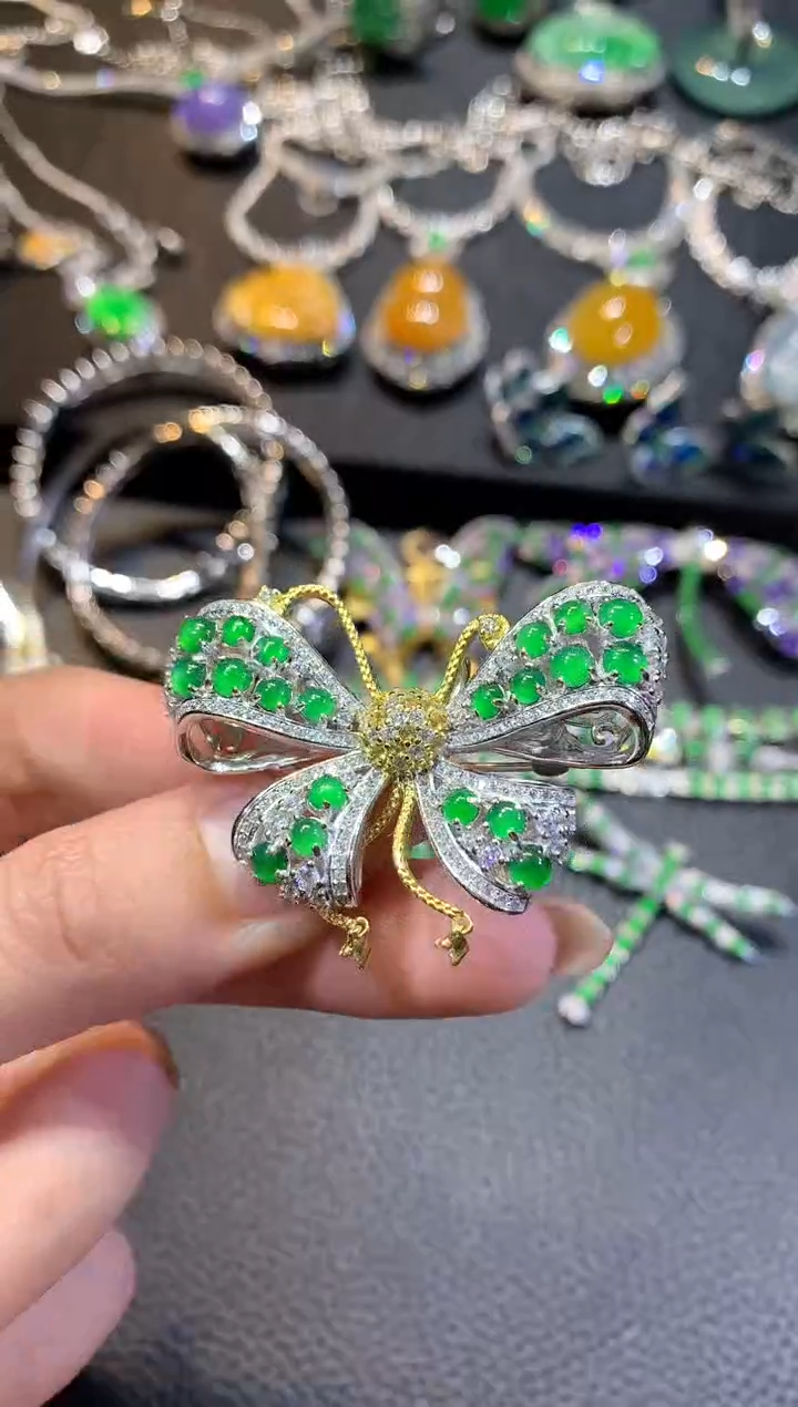 【闪购商品】翡翠挂件银S925镶嵌145胸针（多样性发货一件