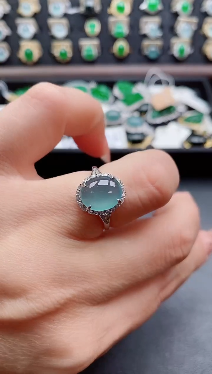 银S925镶嵌戒指翡翠1