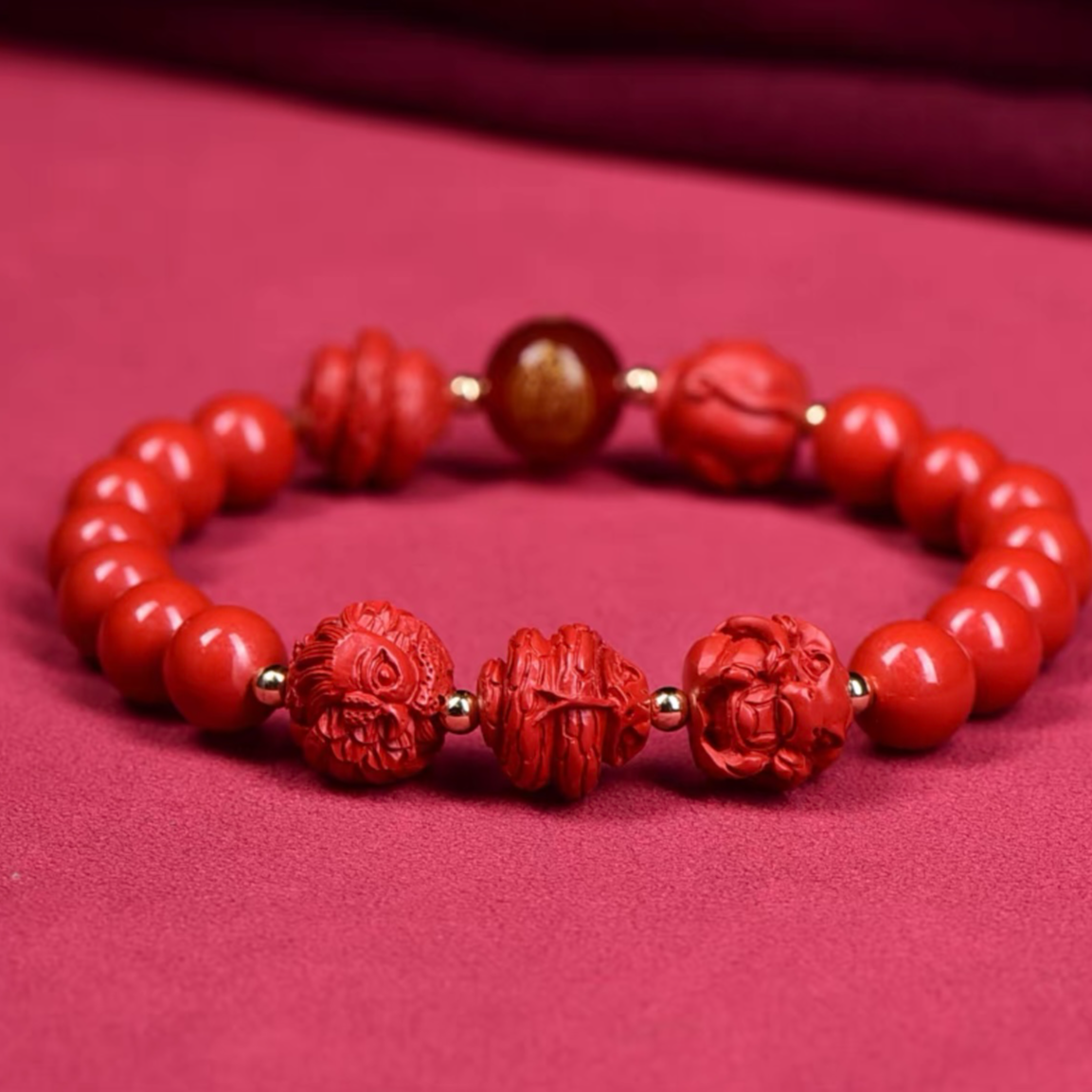 瑞思祥 含辰砂工艺品【直播专享】朱砂手串三合六合虎马狗猪兔羊