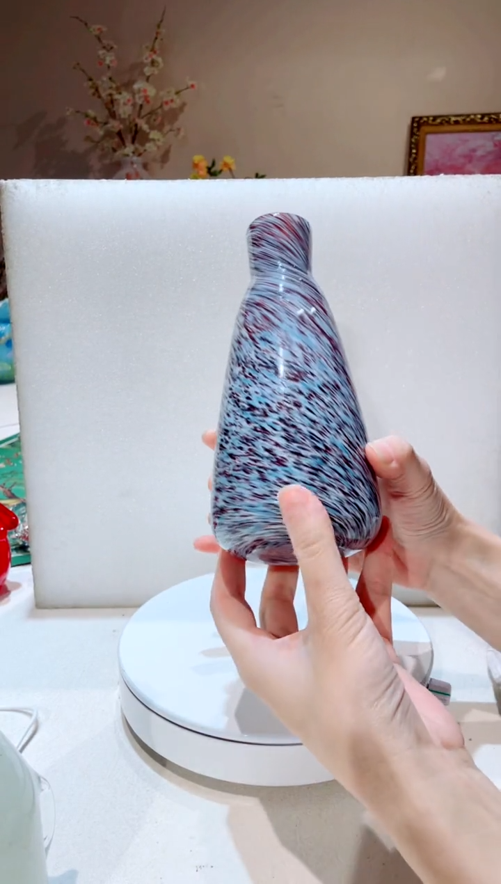 【闪购商品】琉璃手工艺品手绘五彩小花瓶 微瑕