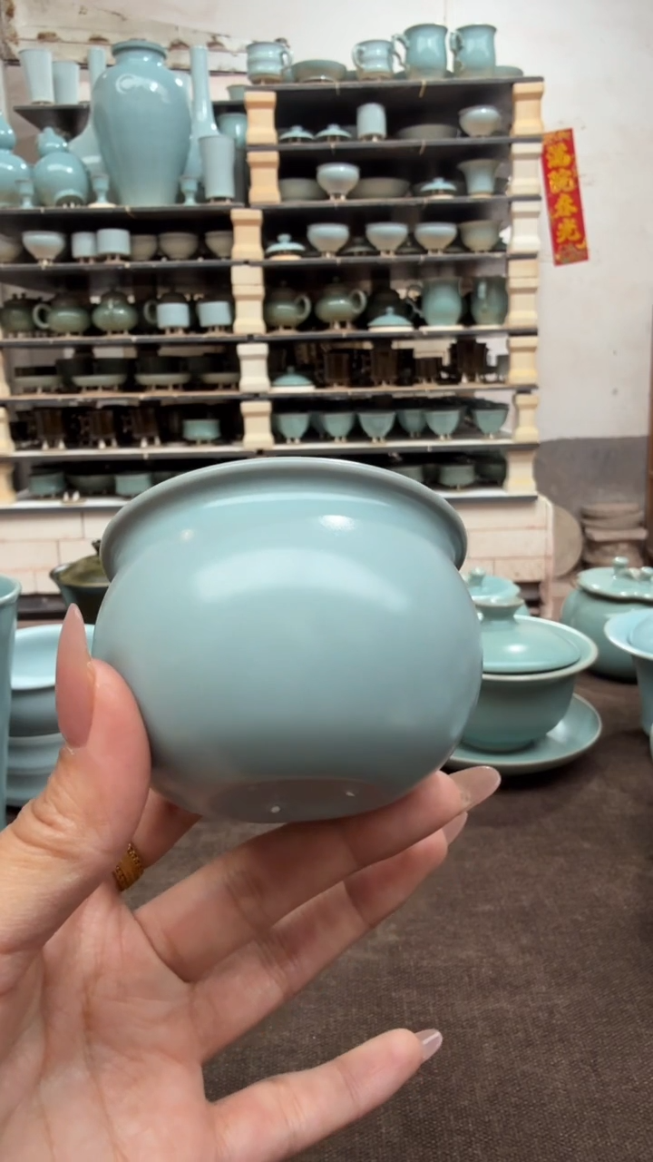 杯仿古宋臻釉风水杠杯微瑕