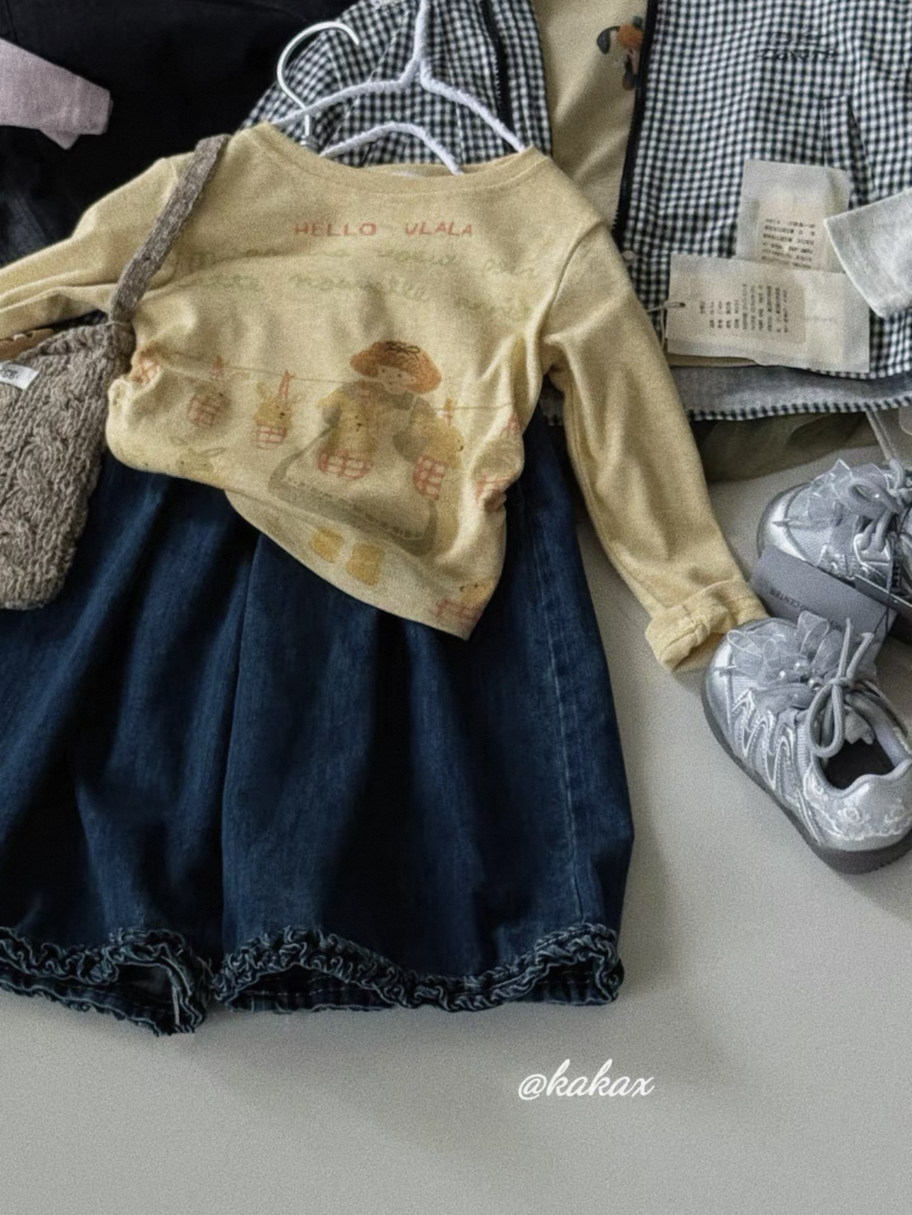 女童秋季套装2025新款韩版宝宝洋气卡通T恤上衣儿童牛仔阔腿裤潮