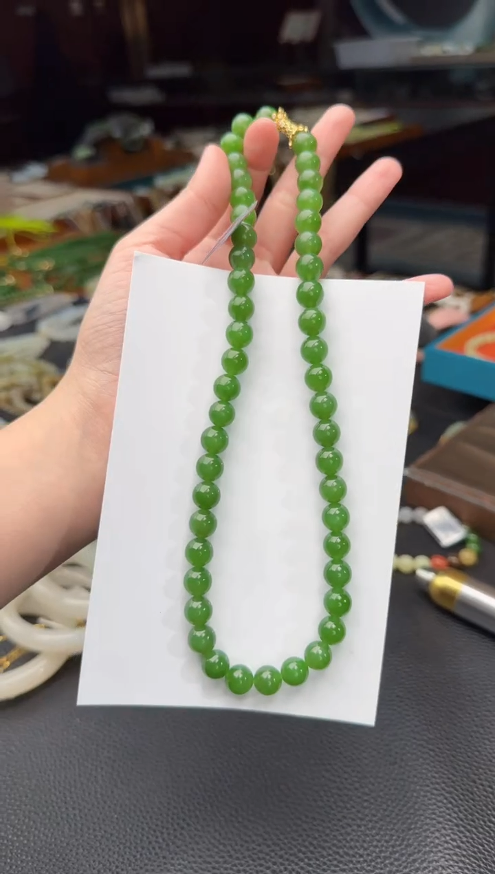 【闪购商品】和田玉颈饰未镶嵌碧玉阳绿妈妈链卡10