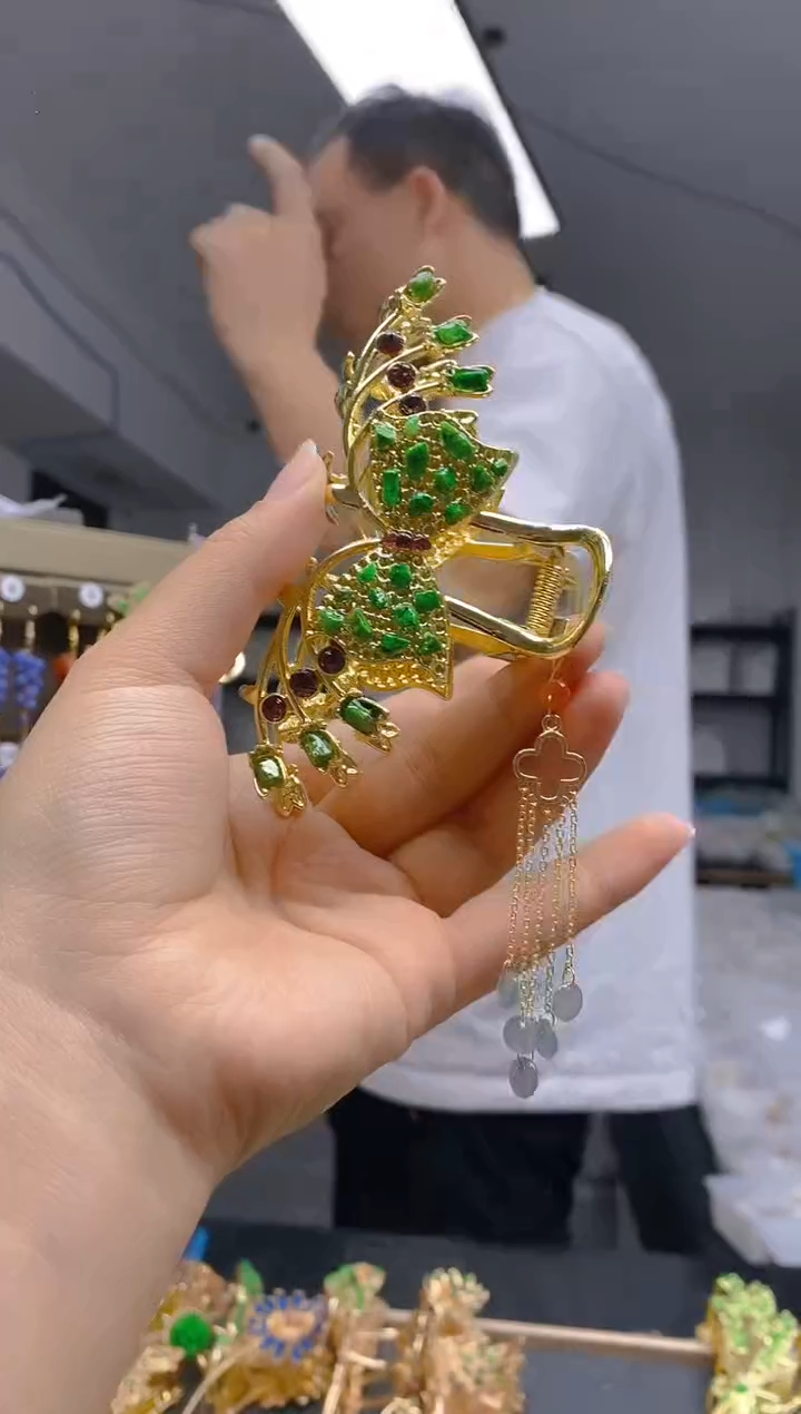 【闪购商品】翡翠耳饰合金0292翡翠发簪