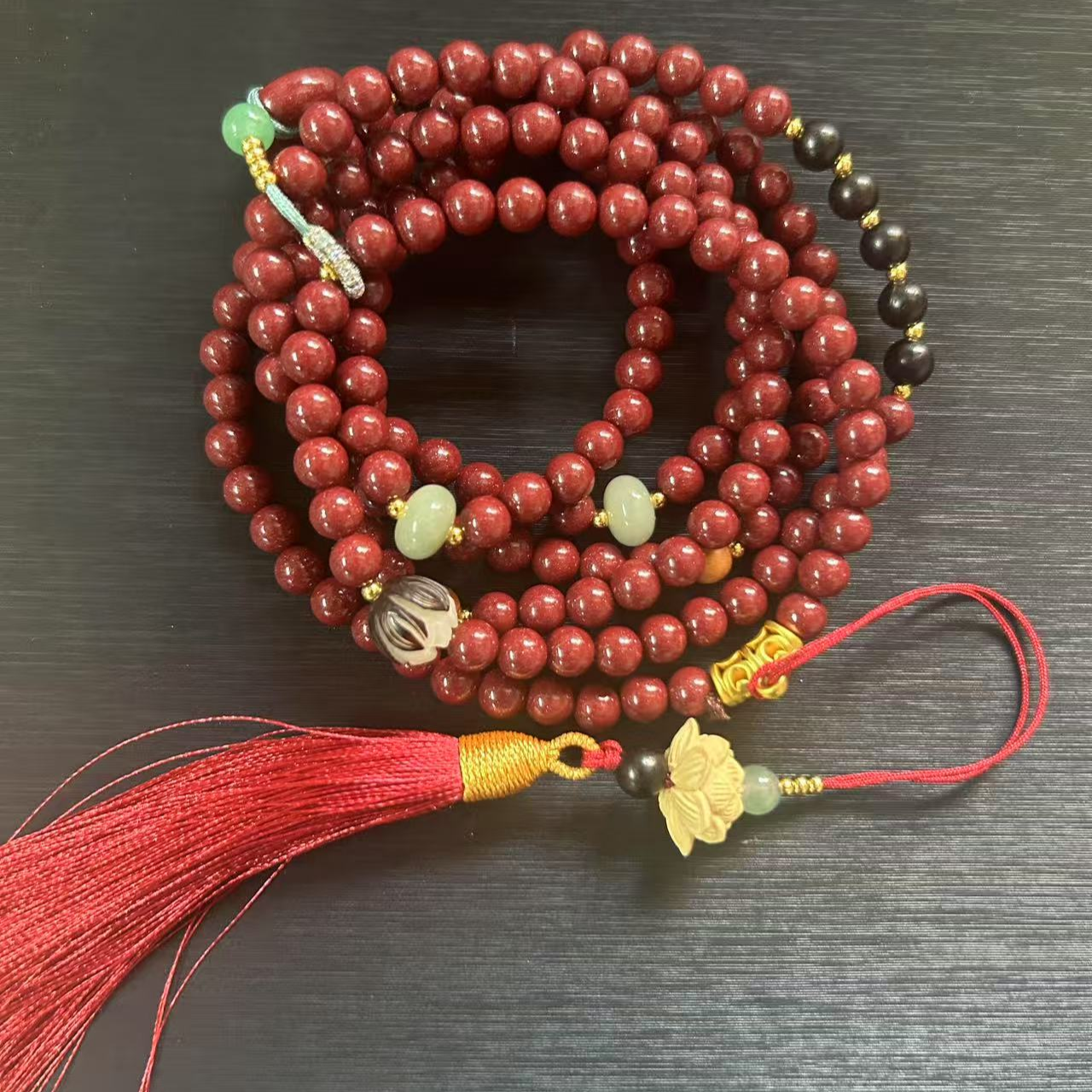 天然辰砂紫金砂斜跨链一条