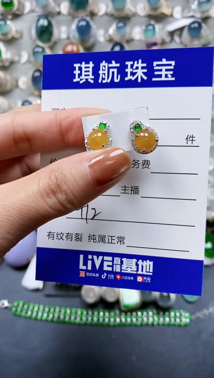 【闪购商品】翡翠耳饰银S925镶嵌0412